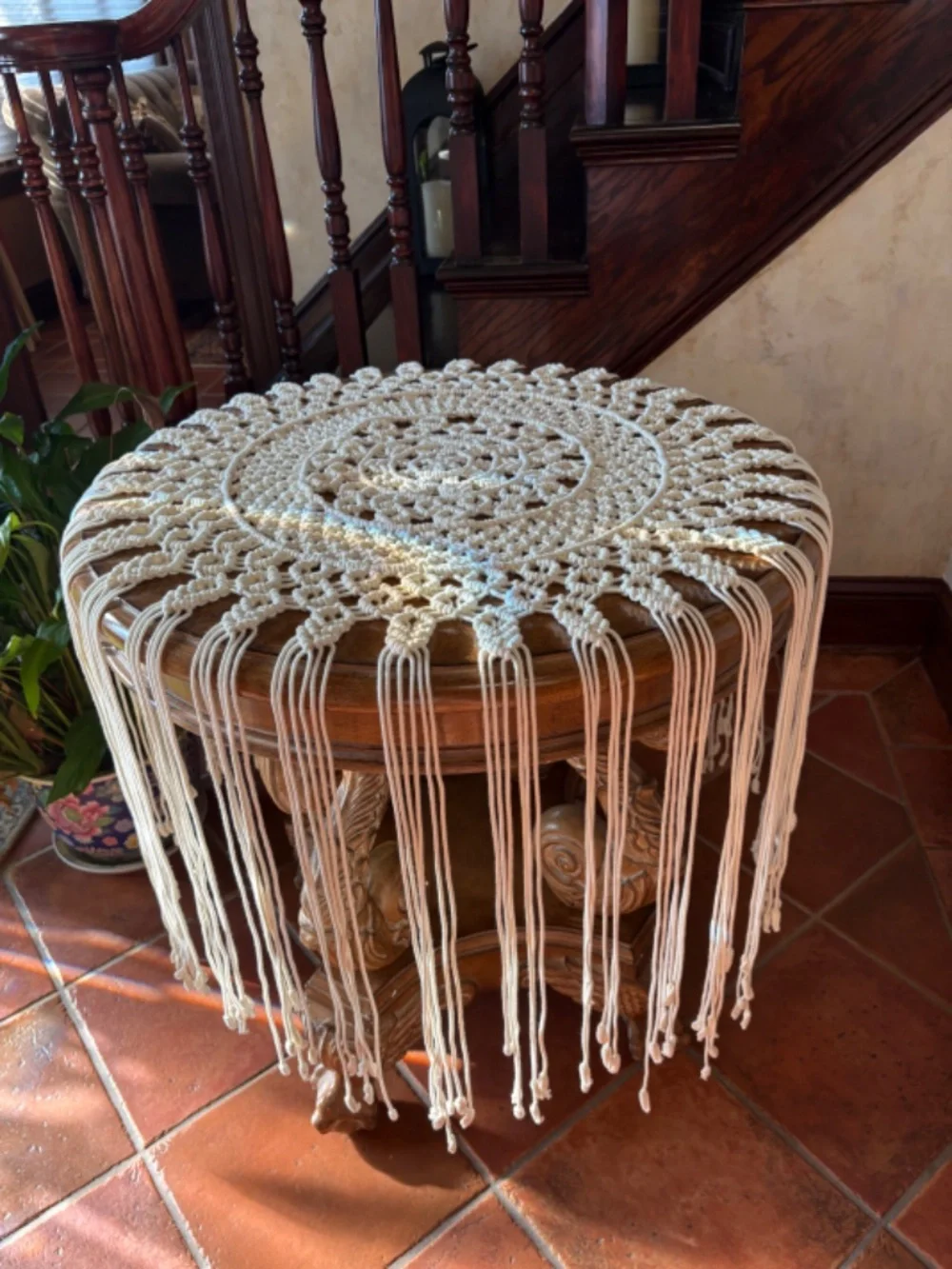 Macrame hand made table throw